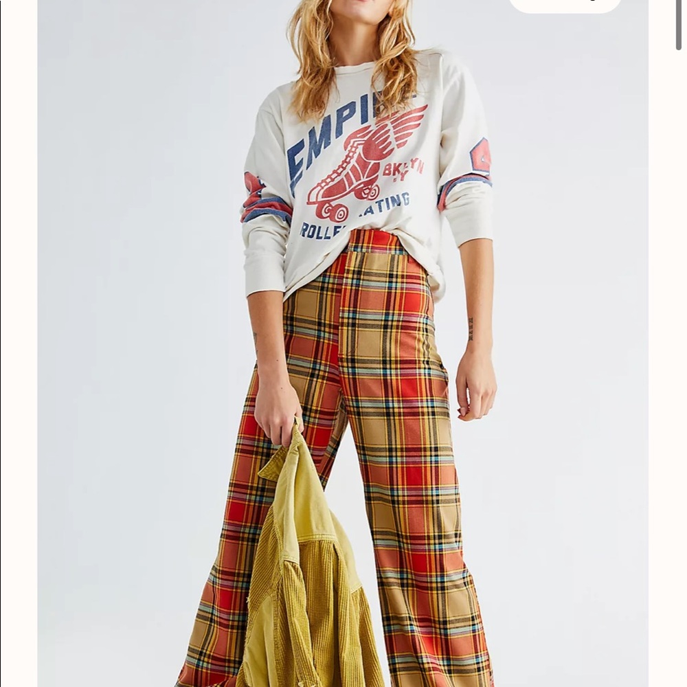 Free People Plaid Jules Pant NWT